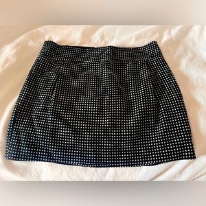 Black & white check wool mini skirt